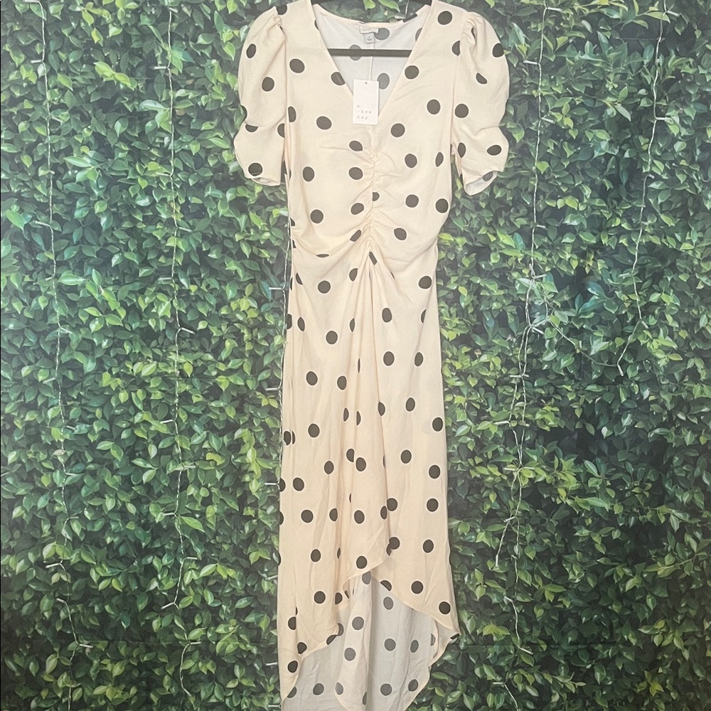 A New Day Cream and Black Polka Dot High Low Dress